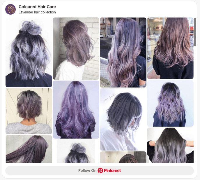 Tabla de colores de cabello lavanda en Pinterest