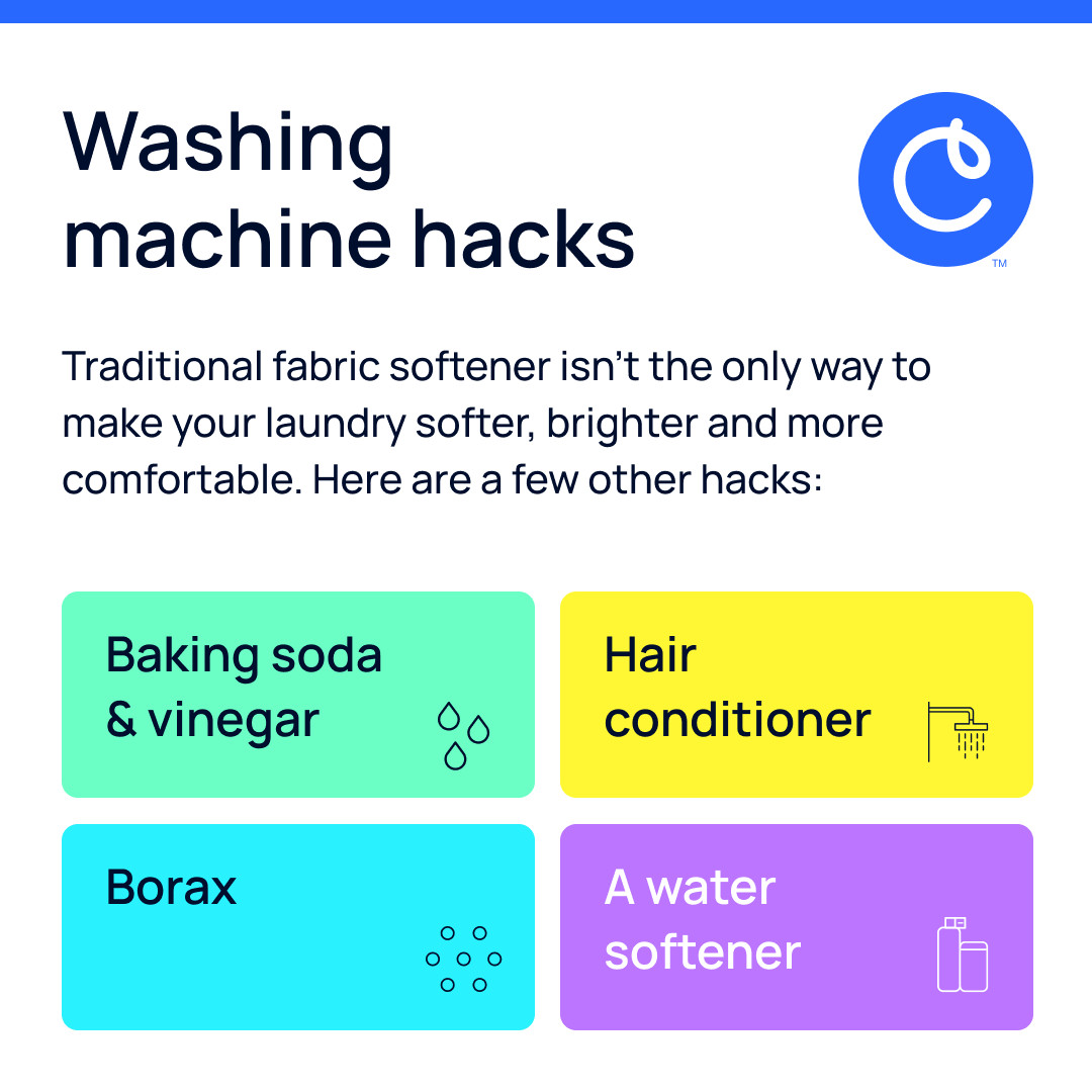 Các phương pháp làm mềm quần áo tại nhà, bao gồm sử dụng baking soda, giấm, borax, dầu xả tóc, giấy thơm tự làm, bóng giặt và máy làm mềm nước.