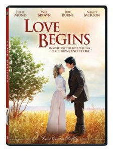 Áp phích phim Love Begins, kể về câu chuyện của Ellen Barlow và Clark Davis khi họ phải vật lộn để duy trì trang trại gia đình sau khi cha qua đời và dần nảy sinh tình cảm với nhau