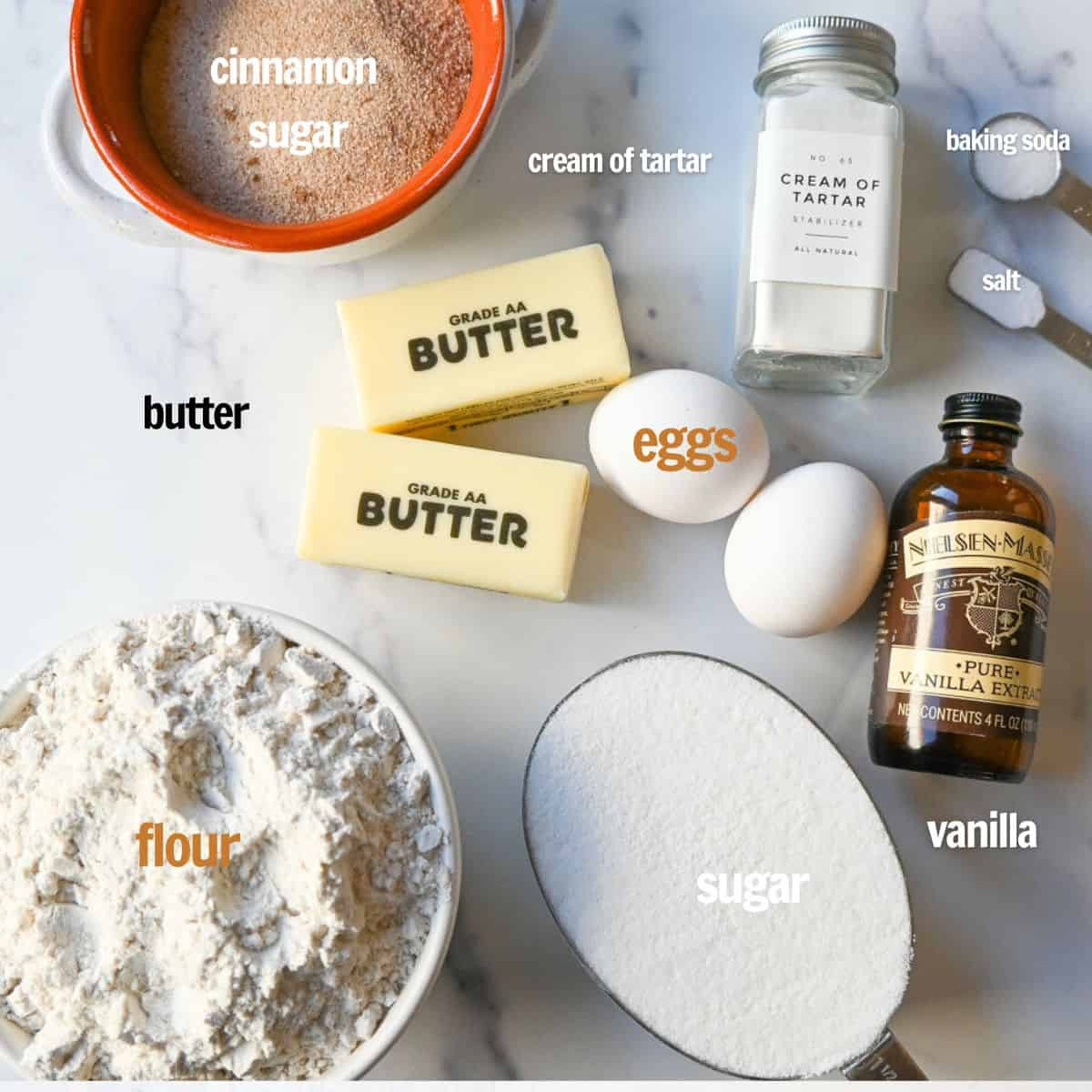 Nguyên liệu làm bánh Snickerdoodles