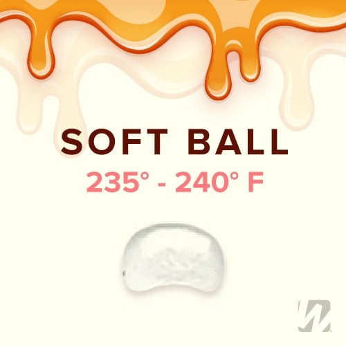 Hình ảnh minh họa giai đoạn soft ball trong làm kẹo