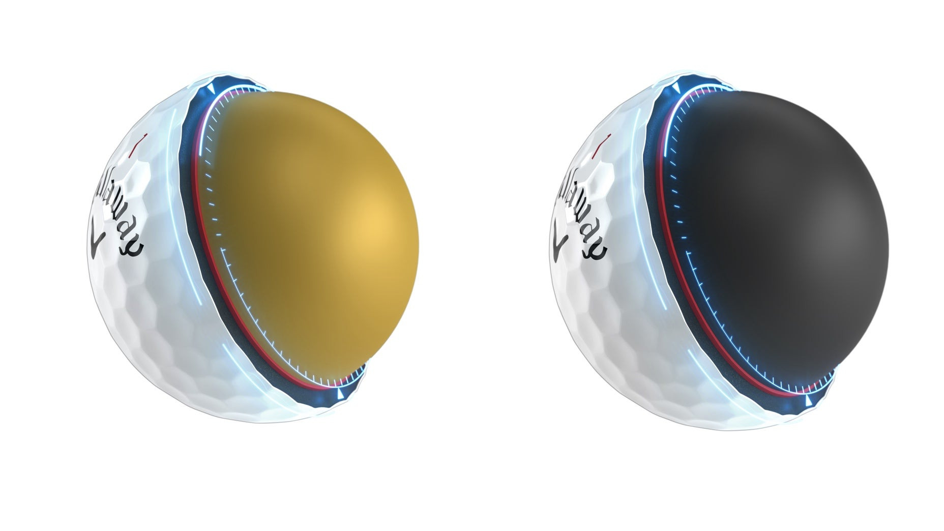 Cấu trúc bên trong bóng golf Chrome Tour và Chrome Tour X