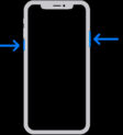 Hình ảnh minh họa thao tác nhấn giữ nút tăng/giảm âm lượng và nút nguồn trên iPhone X trở lên để hiển thị thanh trượt tắt nguồn