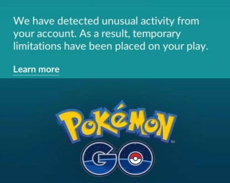 Hình ảnh thông báo soft ban trong Pokemon GO